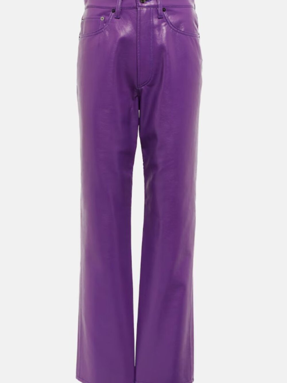 Agolde Purple Straight-Leg Leather Pants